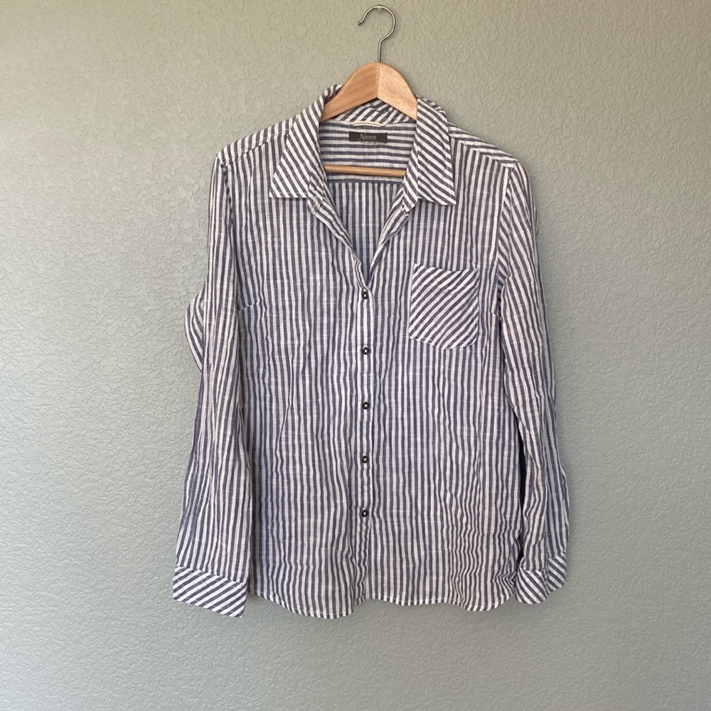 Natural Reflections striped linen button down